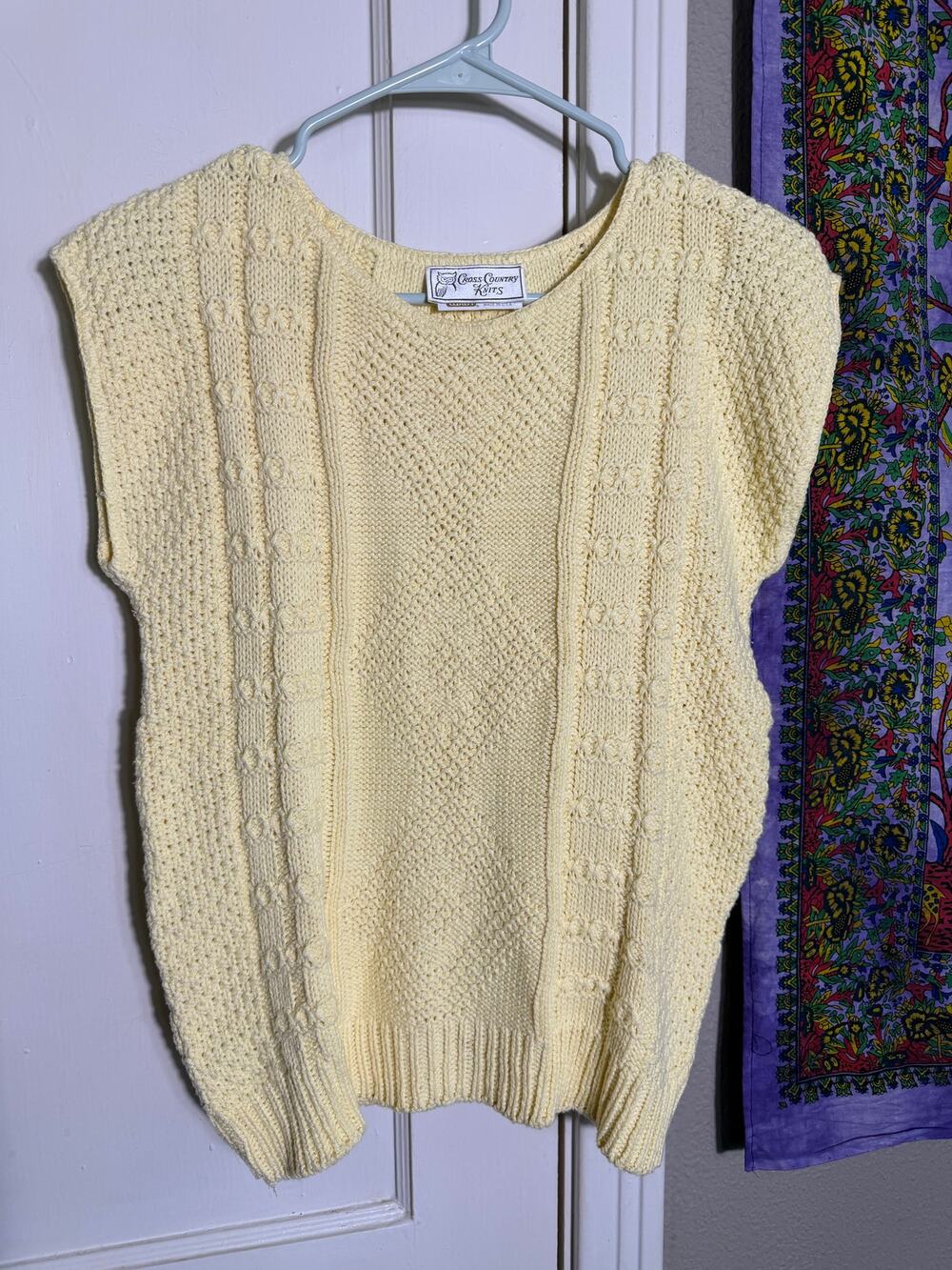 Vintage Cross Country Knits Sweater Vest Womens Cream 100% Cotton - Medium